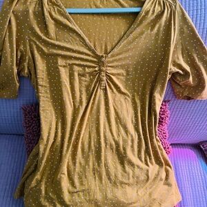 ☀️Boden Mustard Button Detail Blouse w Rutched Sleeves